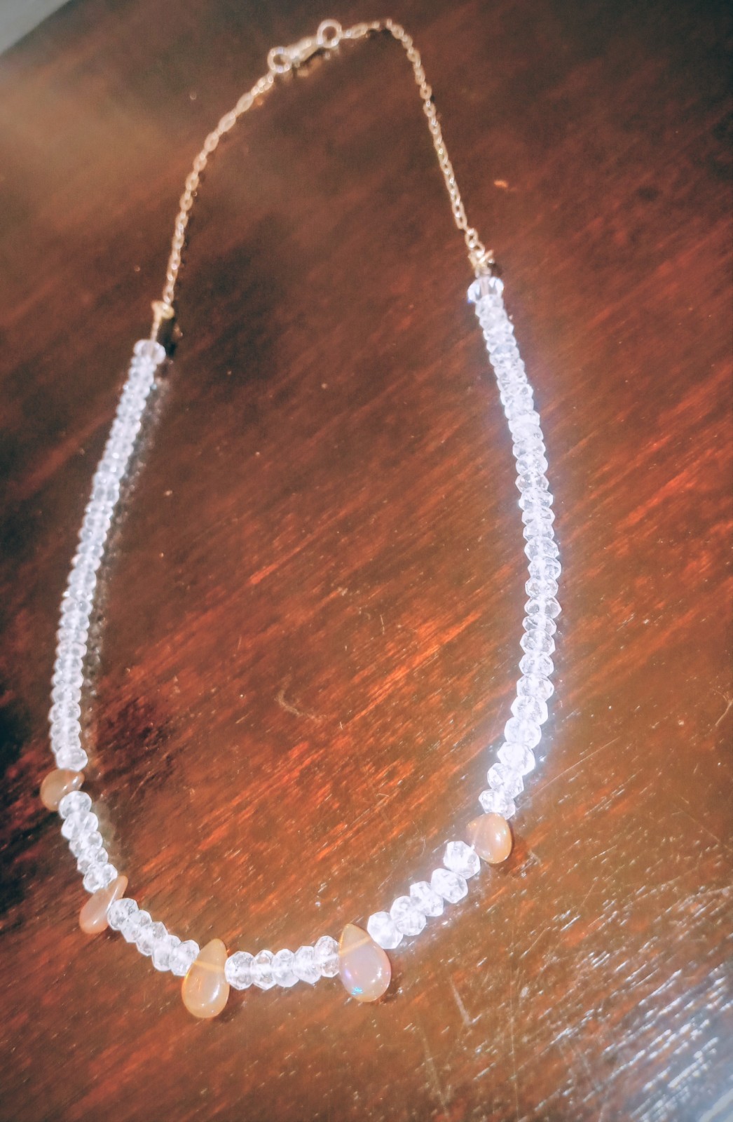 Roundelle Faceted Aquamarine & Ethopian Opal Necklace ~ New ~ Handmade