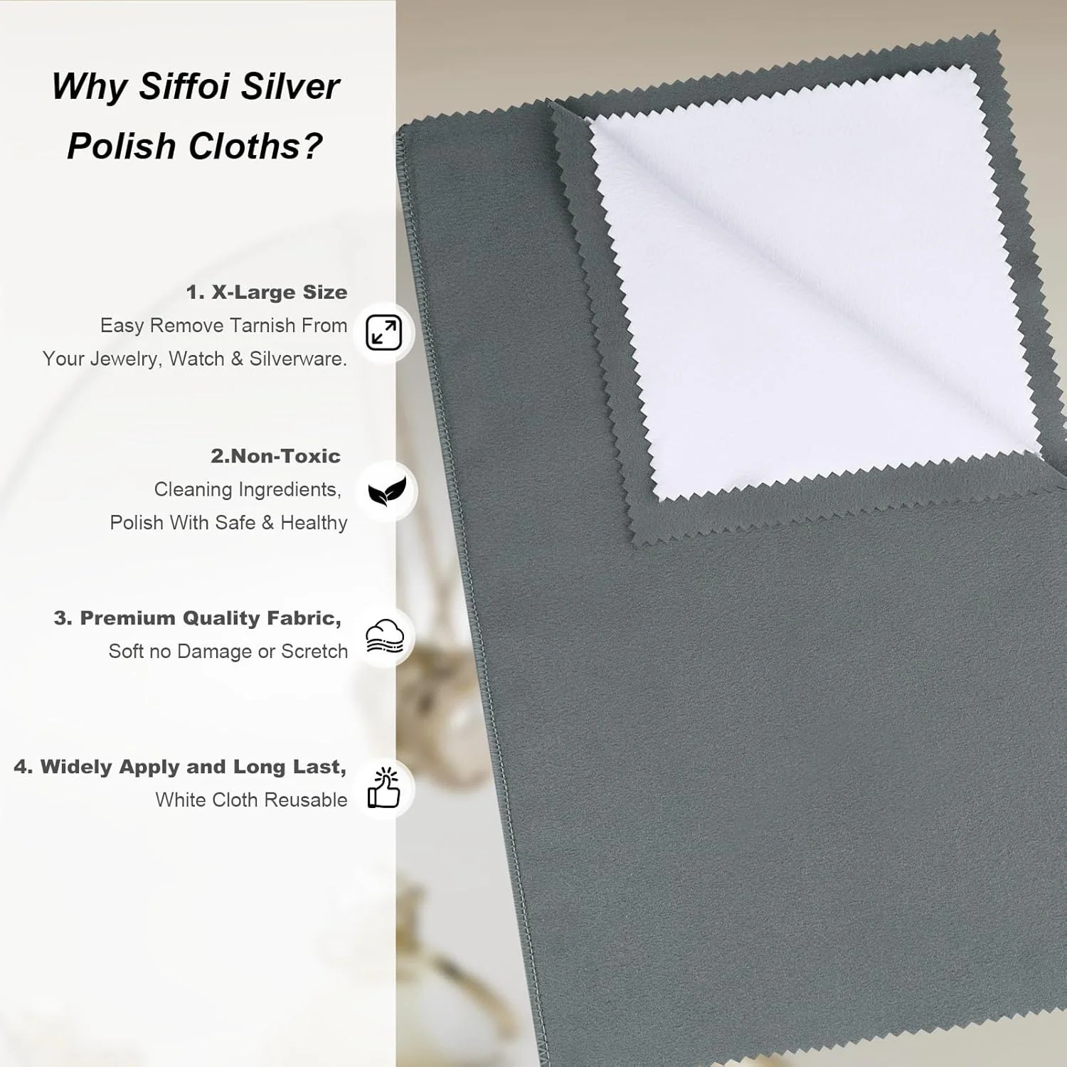 Silver Polishing Cloths New 2 Pack XL 14×11″ Clean 925 Silver Gold Jewelry