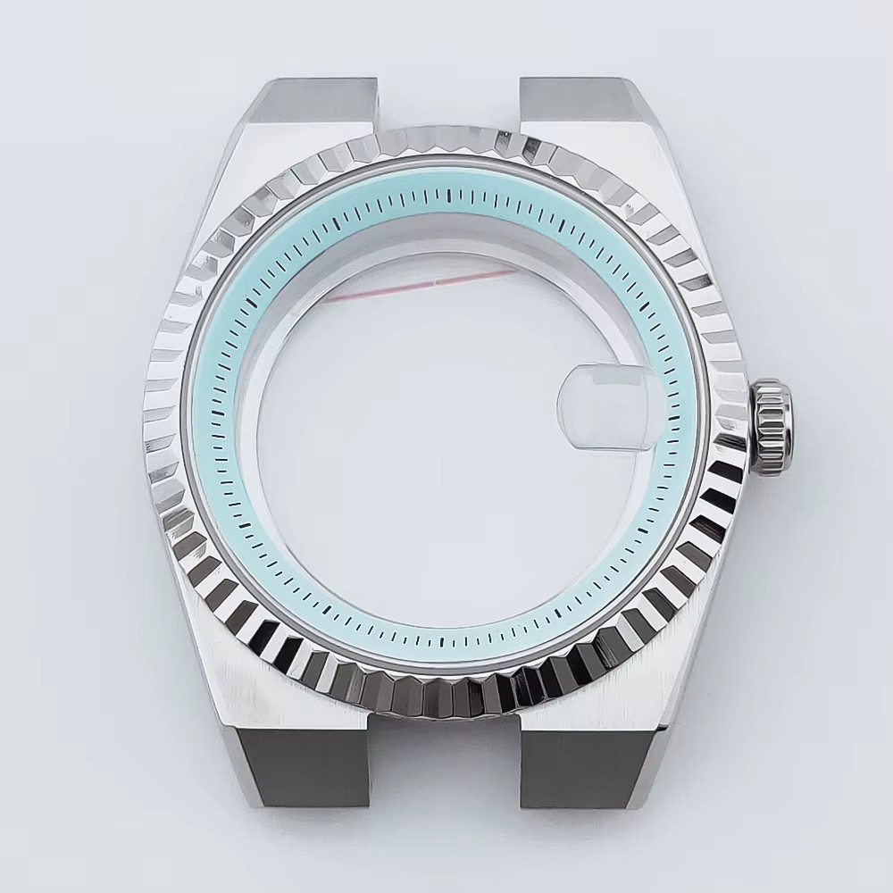40Mm Silver Watch Case Sterile Sapphire Glass Fit NH34 NH35 NH36 NH38 NH72 ETA 2