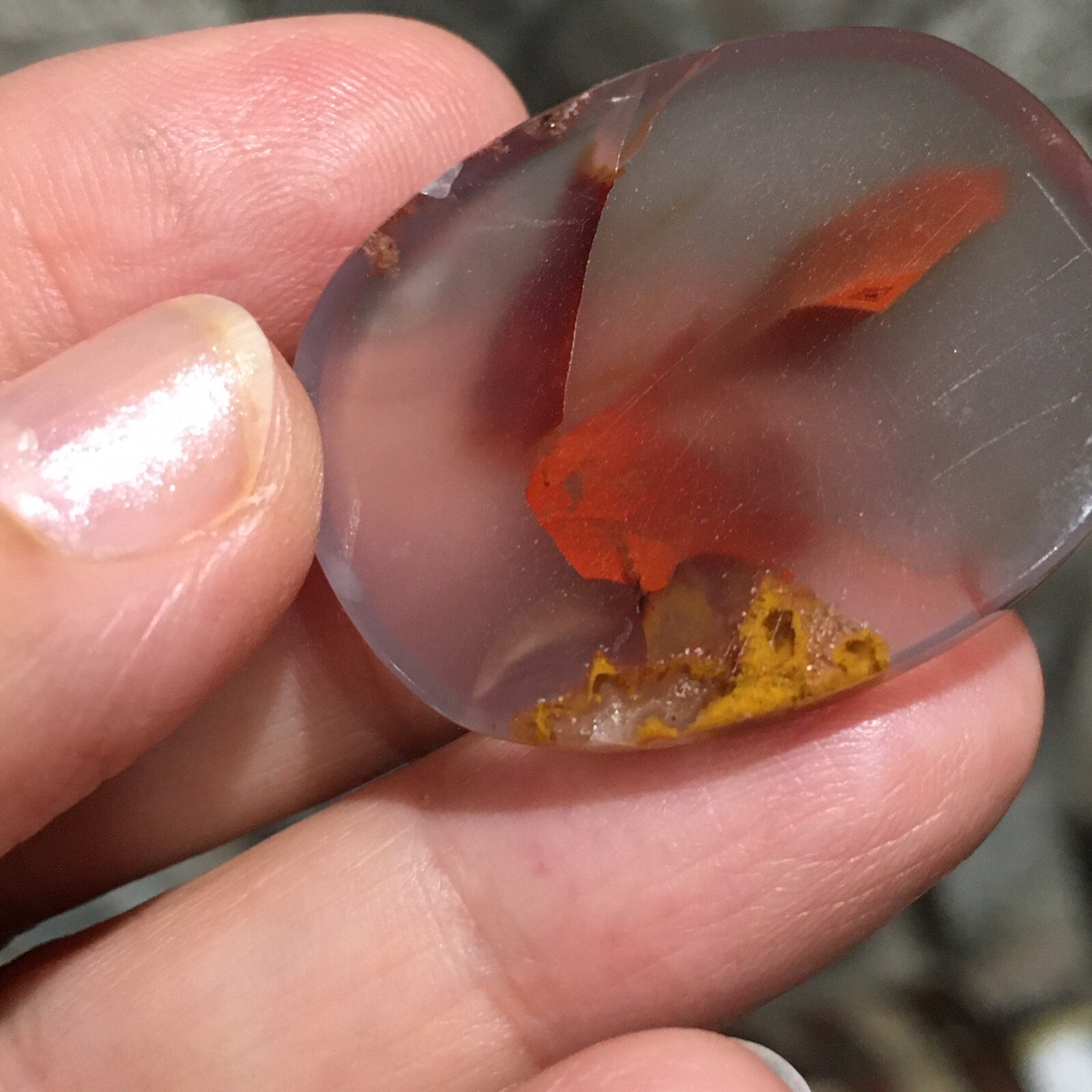 33.45x28x5.4mm Fine Kazakhstan Agate Cabochon Red Flower Collector’s Stone