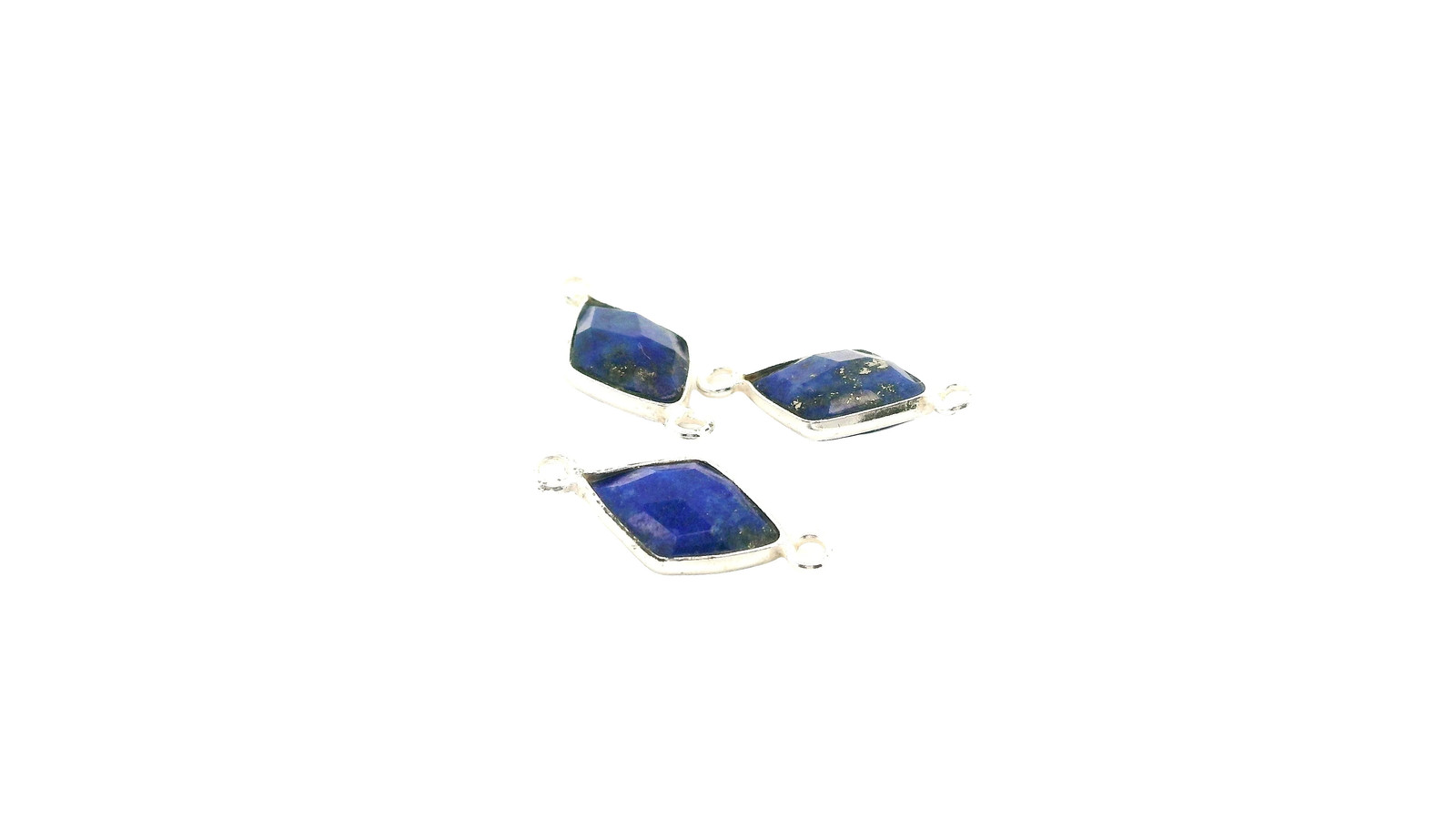 Blue Lapis Lazuli Diamond Cut Bezel Connector (8 × 12 mm & 12 × 15 mm) – 1 pcs
