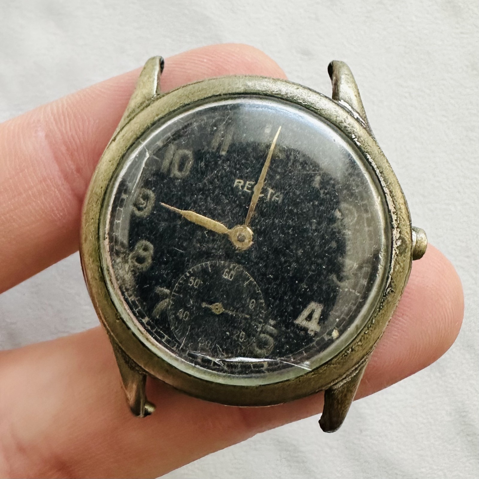WWII RECTA no DH Military REPAIR vtg Swiss Watch ww2 40’s Mechanical Luftwaffe