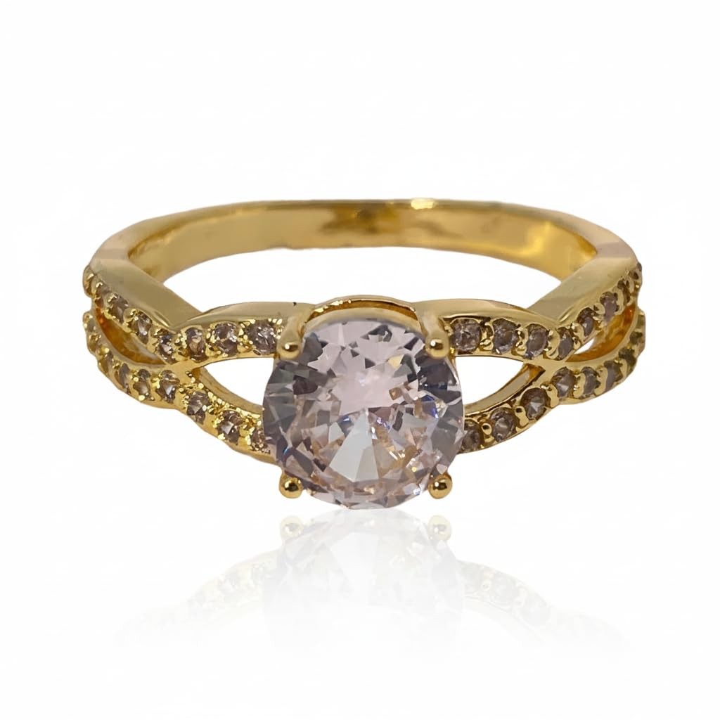 18K Gold Plated Warm Fortune Engagement Ring – Cubic Zirconia, Romantic Gift