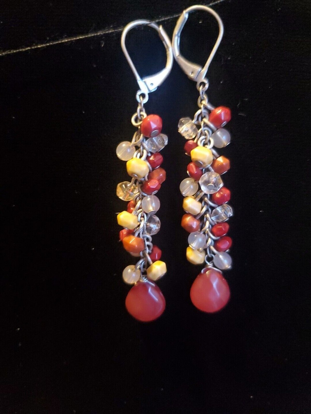 3 Beaded Dangle Drop Earrings Bohemian