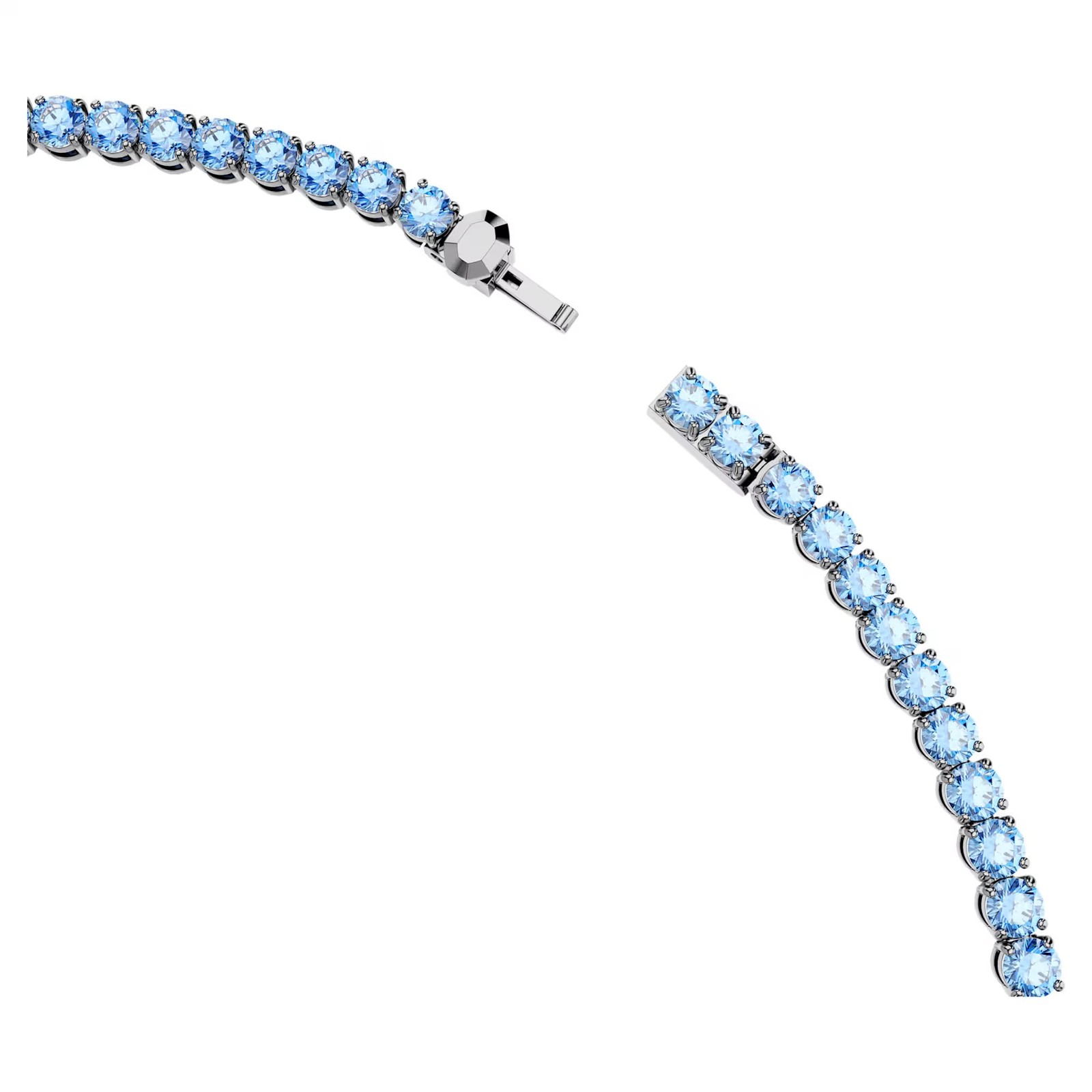Swarovski Matrix Tennis Necklace, Round Cut, Blue, Ruthenium Plated 5743450