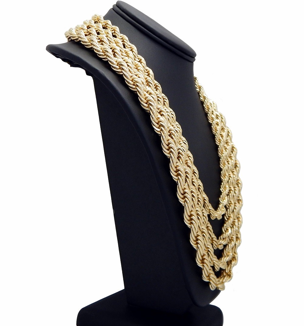 Twist Rope Chain Necklace 14k Gold Finish 7mm to 10mm RUN DMC Hip Hop