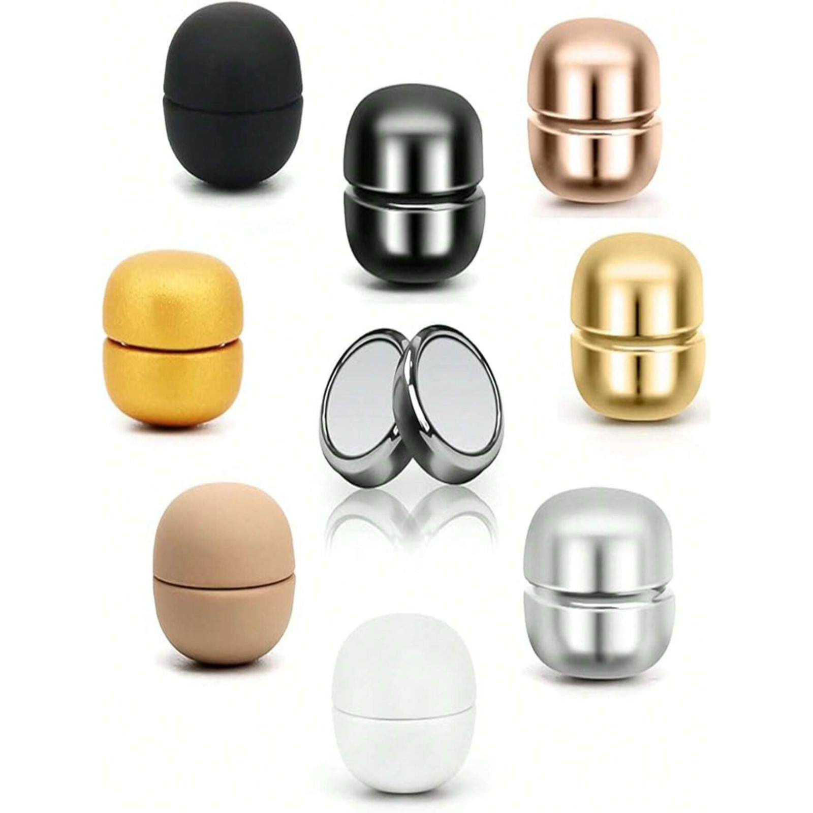 2/8pair Brooches Magnetic Classic Round Shiny Matt Stable Scarf Clips Hijab Pin