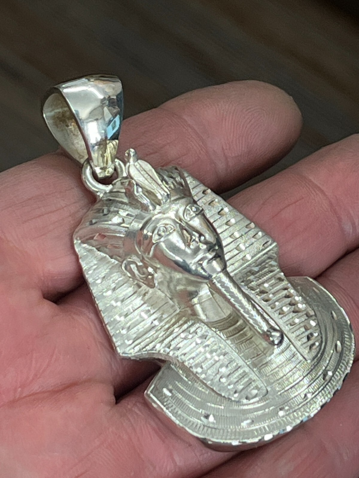 2.75″ Large Pharaoh King Tut Pendant Ancient Egypt Royalty Charm 925 45.4g