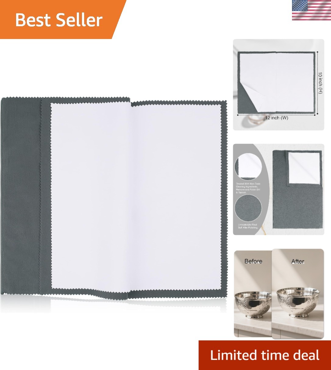 Reusable X-Large 2PC Jewelry Cleaning Cloths – Gentle & Effective Care for All