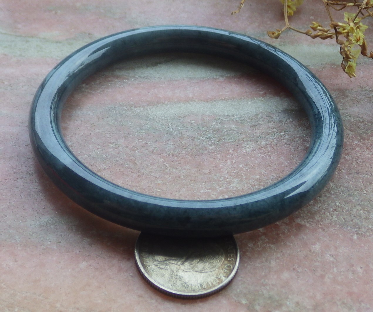 Video Certified Black 100% A JADE Jadeite Circle Bangle Bracelet 69 mm 手镯 734870
