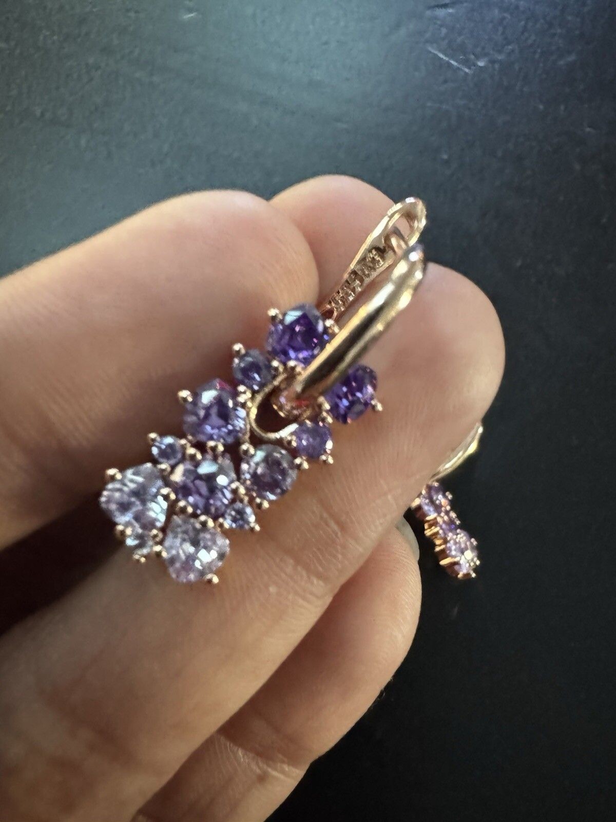 585 14K RG Rose Gold Stamped Allure Ombré Amethyst Stud Earrings