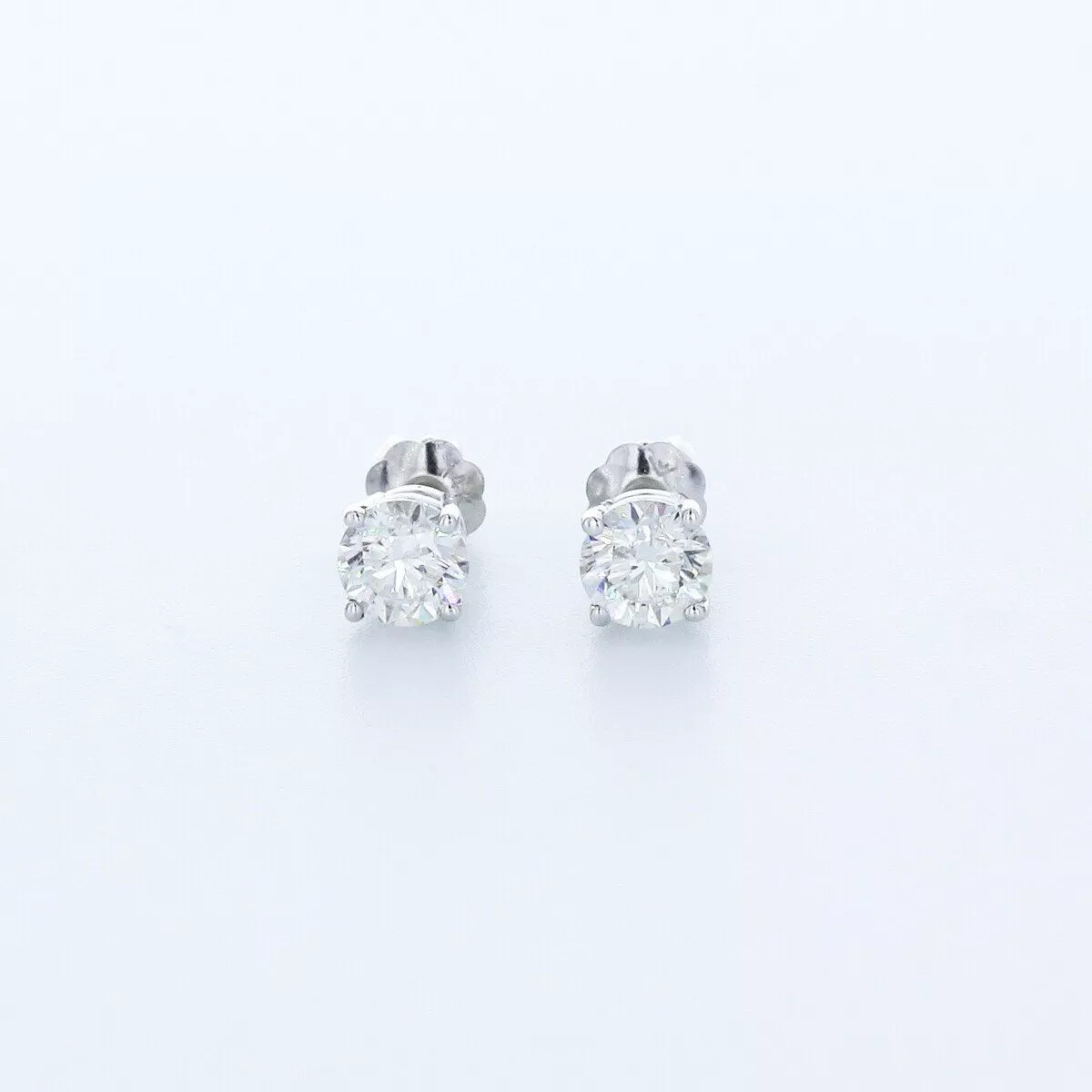 Stud Earrings Classic Solid 14K White Gold 1.04 CT Round Natural Diamond G VS2