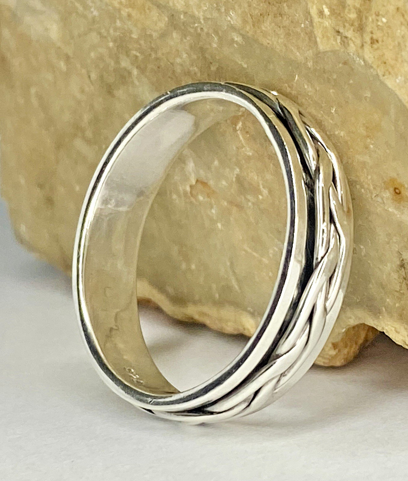 Vintage Sterling Silver 6mm wide 5.7gr Spinner Ring Size 13.25