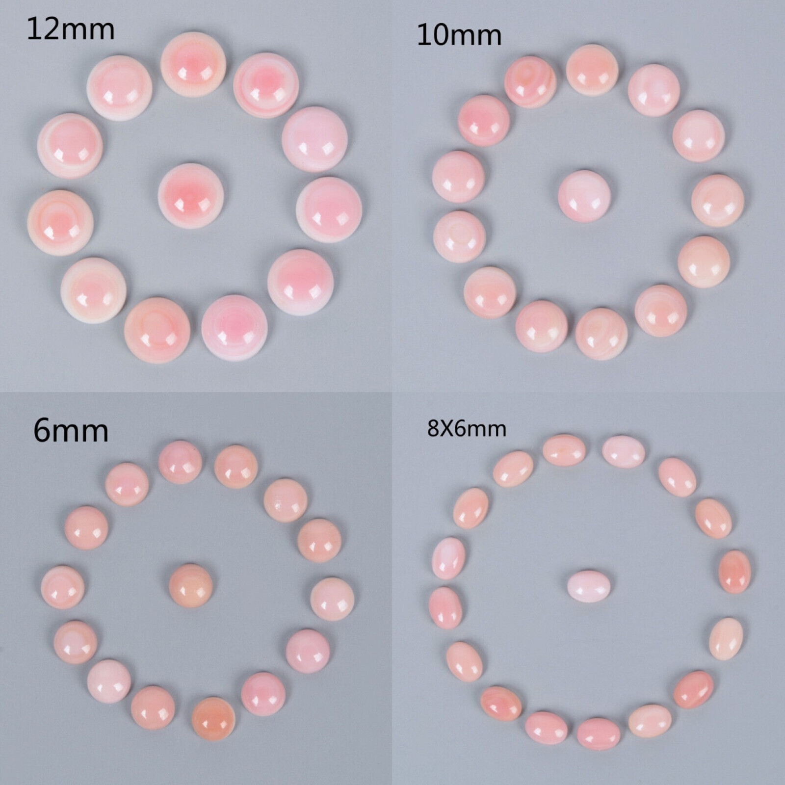 6mm 8mm 10mm 12mm Pink Queen Conch shell Gemstone Round Oval Cab Cabochon lot