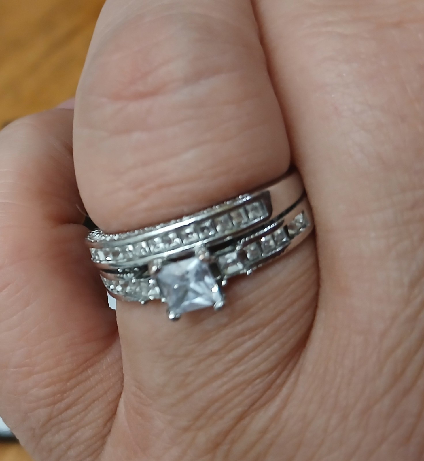 Couples Wedding Ring Set. Stainlesss Steel/Simulated Silver Tone 9,10,11,12,13