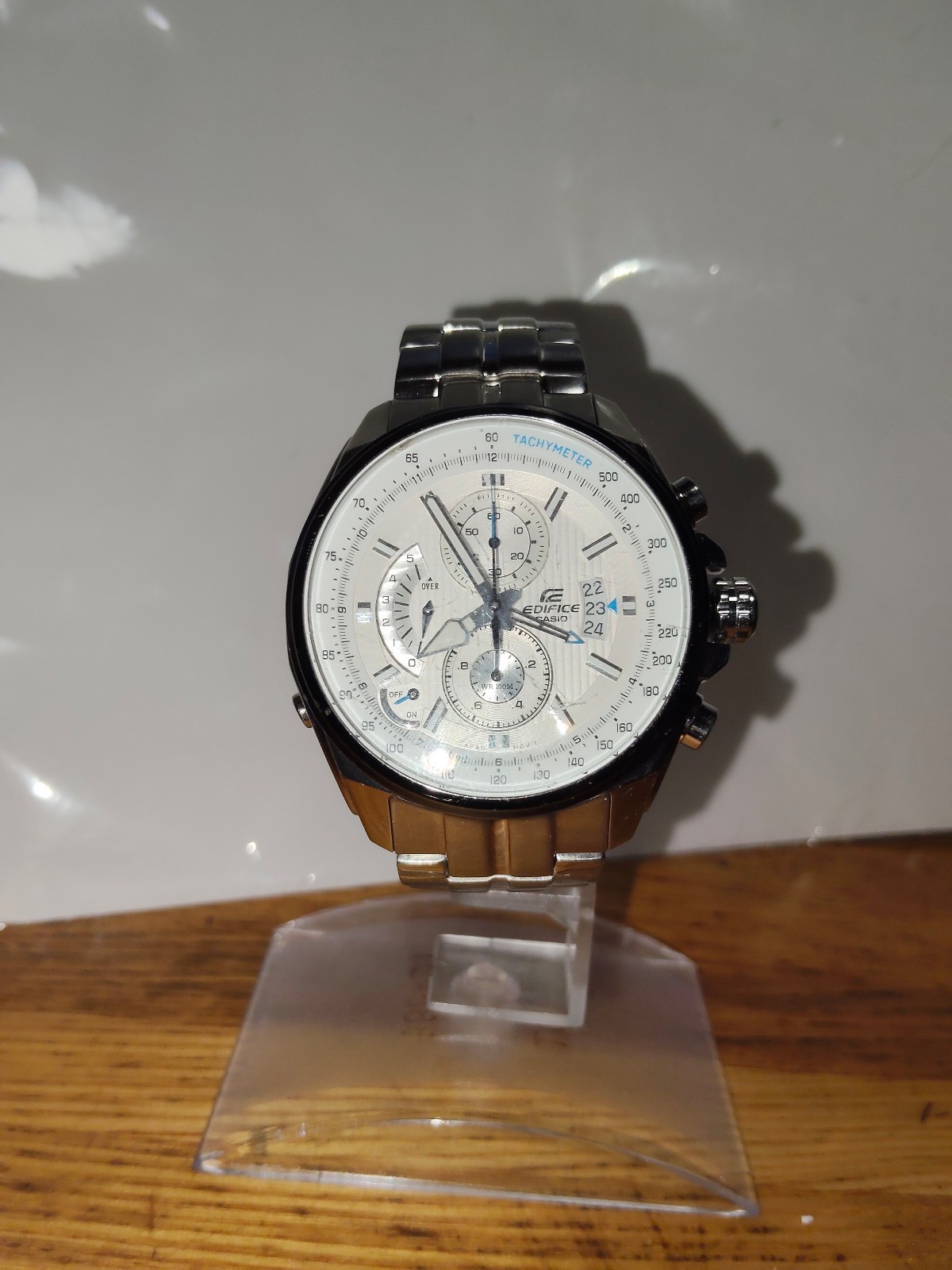 Casio Edifice EFR-501 Chronograph Silver Dial Men’s Watch – New Battery / Tested