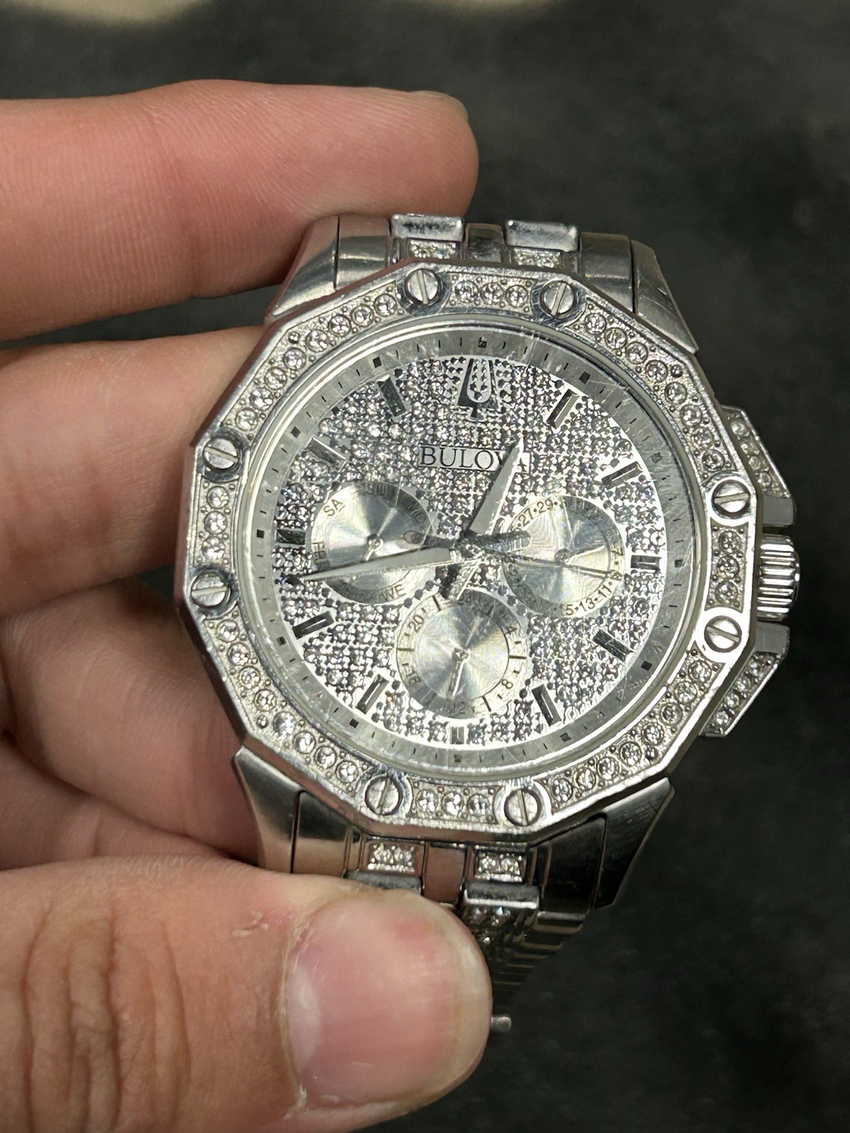 Bulova Men’s Octava Crystal Stainless Steel Silver 42mm Watch 96C134