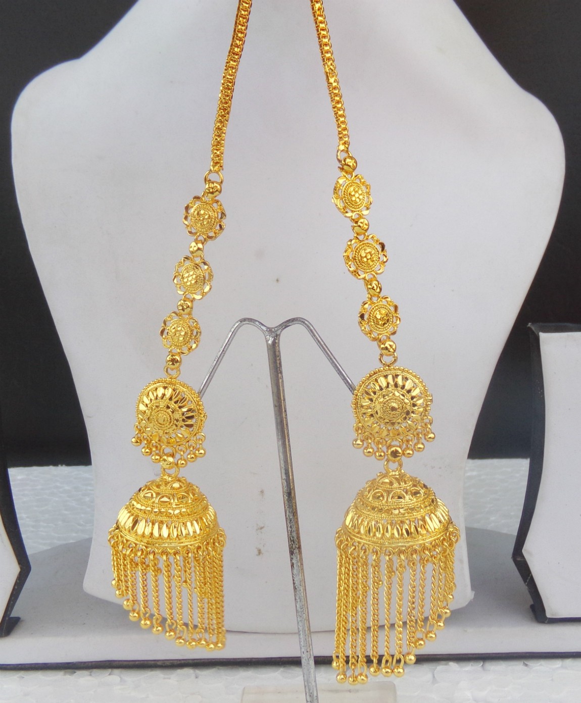 Bollywood south India gold plated Big Jhumki For Girls and Women Earrings Set