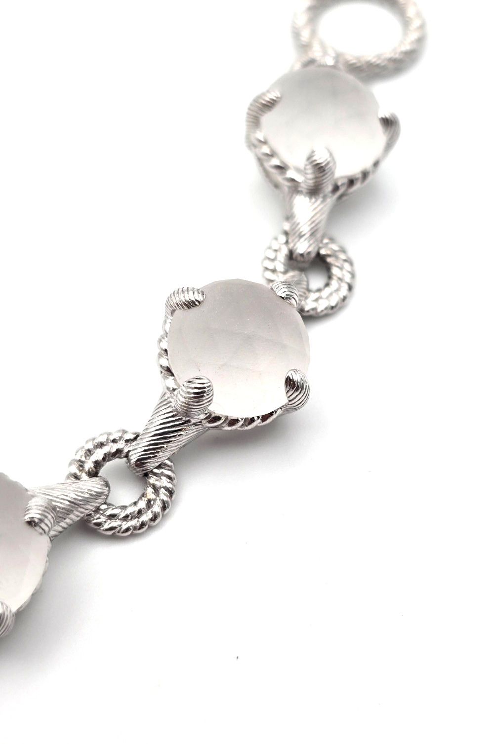 Judith Ripka Frosted Quartz Sterling Silver Bracelet 7.5″ Long
