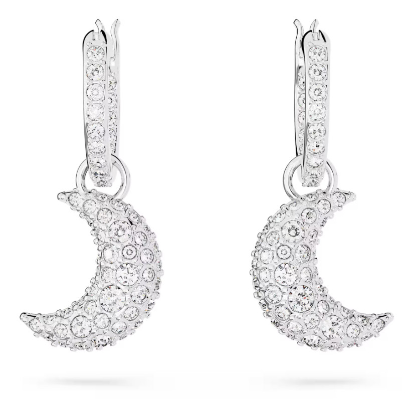 Swarovski Sublima drop earrings Moon, White, Rhodium plated- 5666157 Pre-owned