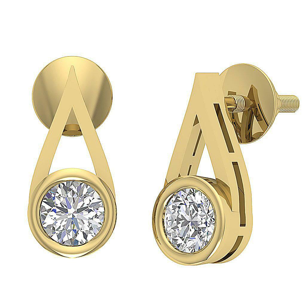 Dangle Earrings SI1 G 1/2Ct Round Cut Diamond 14K White Gold Appraisal 0.47Inch