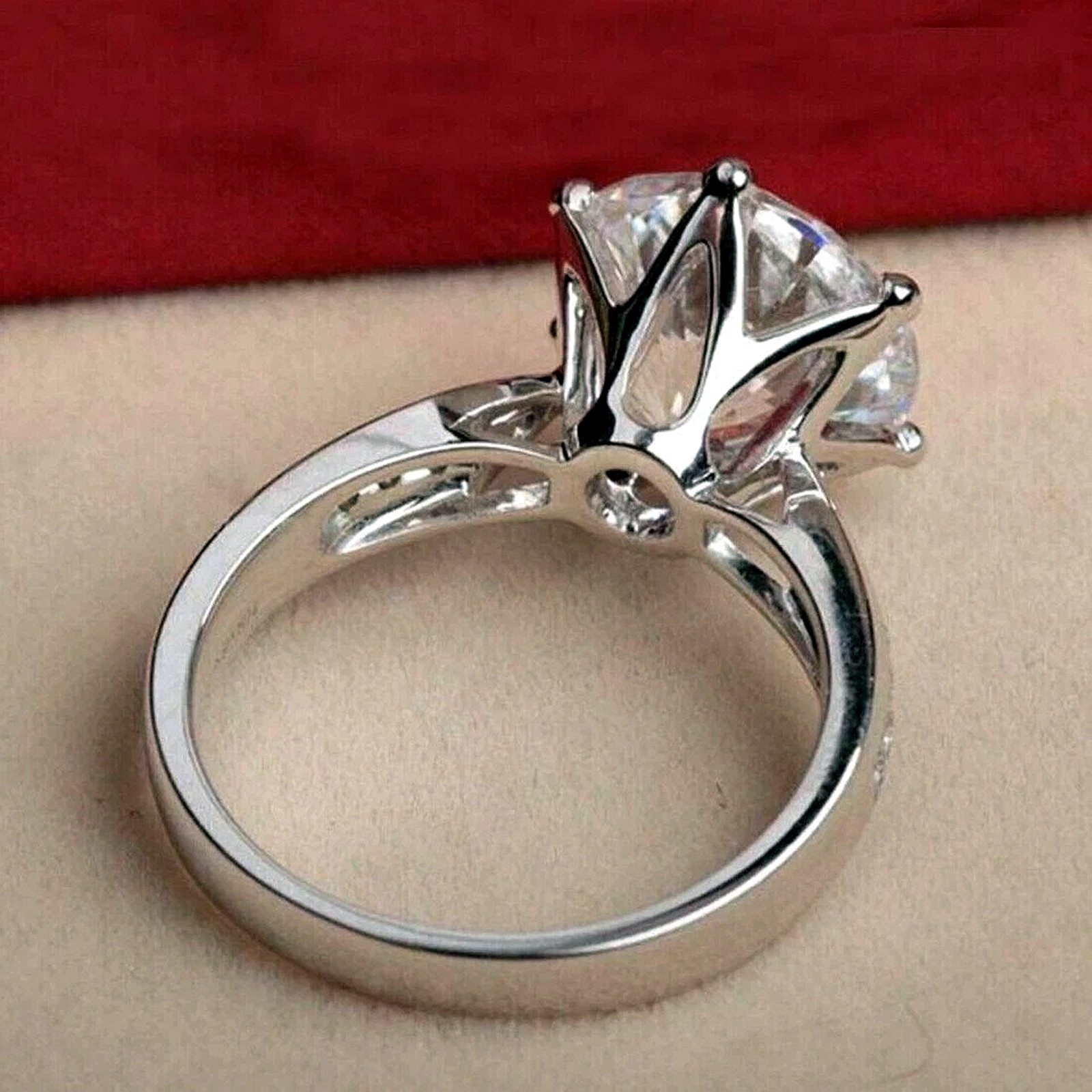 925 Sterling Silver 6.50Cts. Certified White Diamond Solitaire Ring- Tariff Free