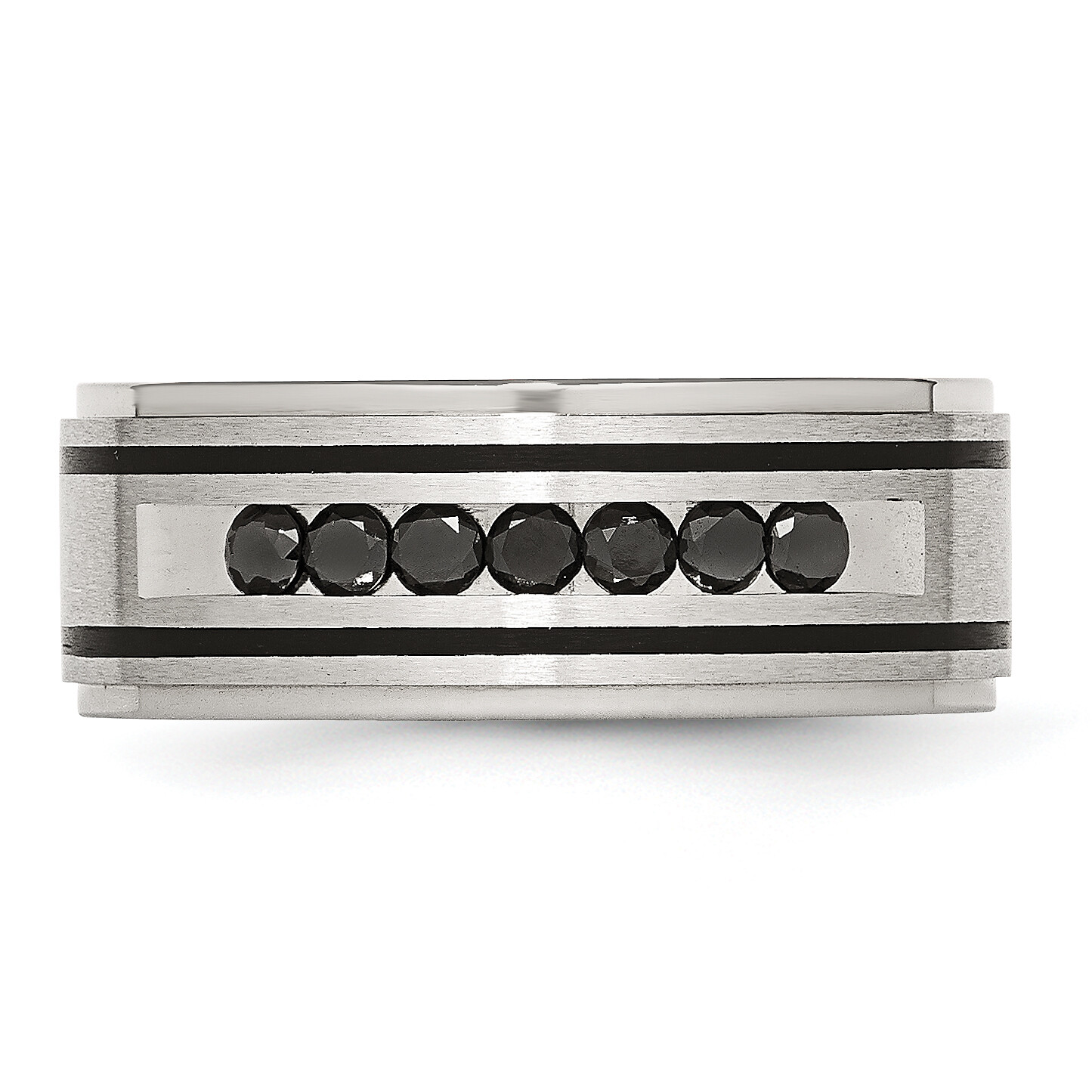 Chisel Stainless Steel Brushed and Polished Black IP-plated 1/2 Carat Black Diam