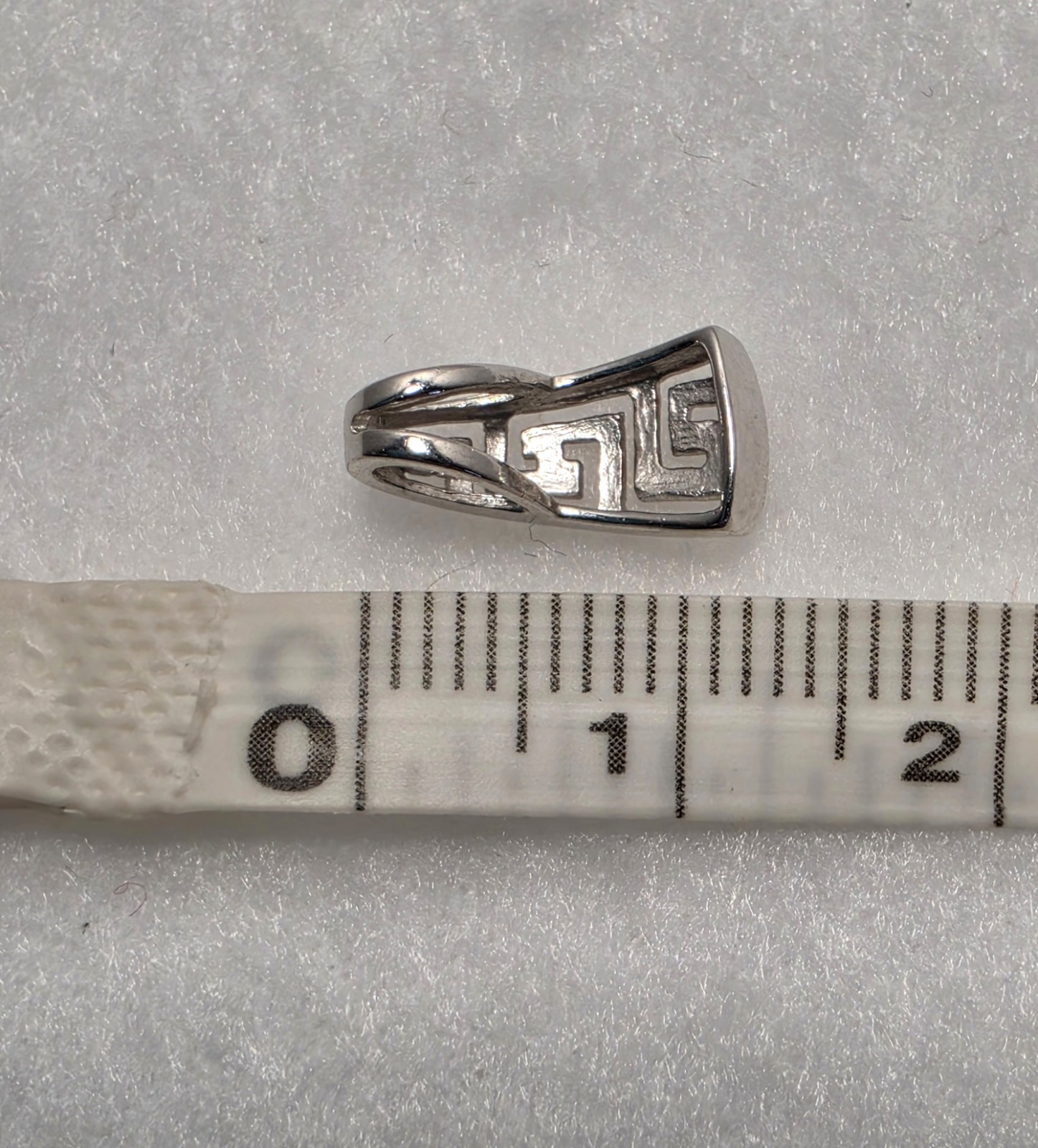 14k White Gold Dainty Greek Key Design Minimalistic Pendant 13mm long no chain