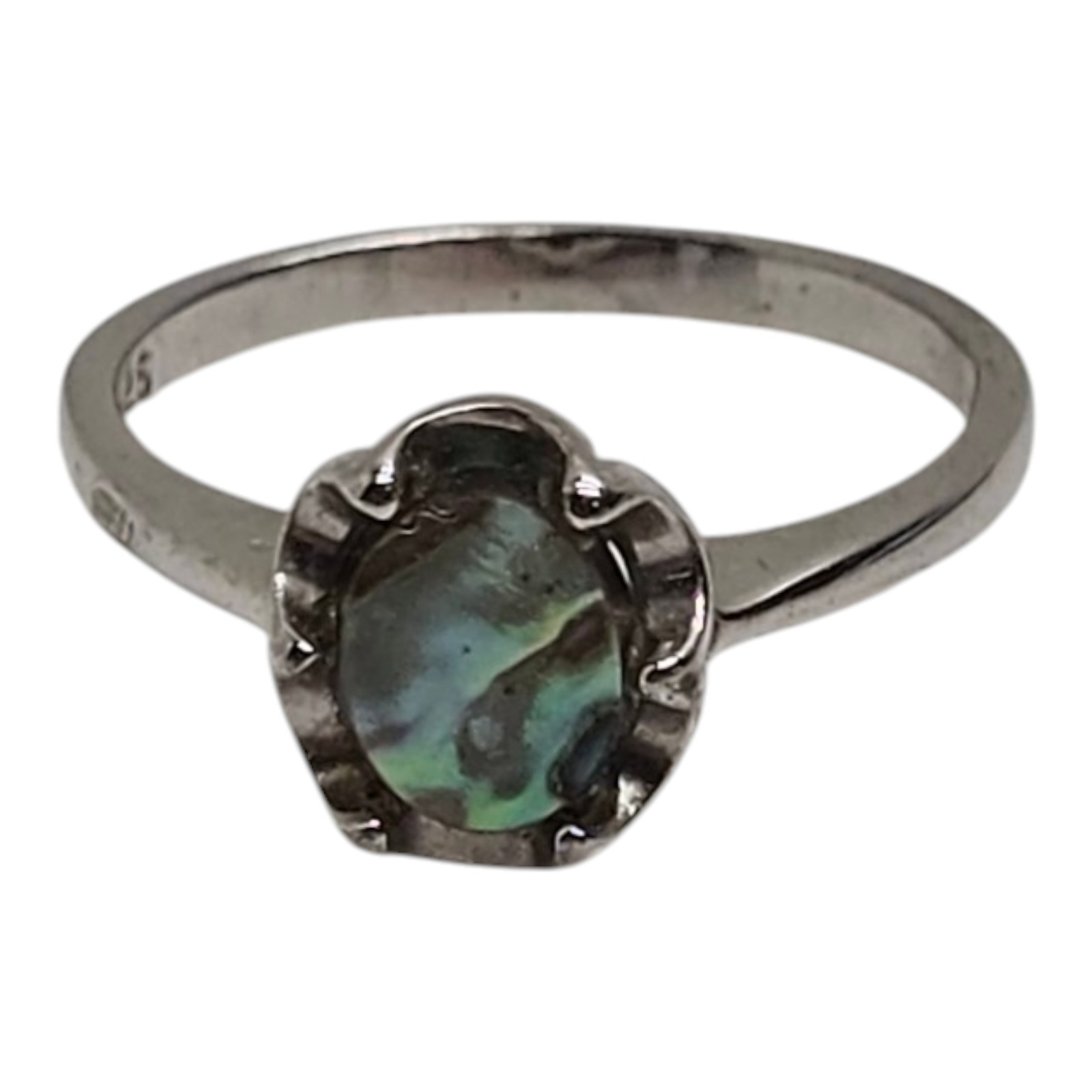 Ring Sterling 925 Oval Abalone Size 7.25 Silver 2.29g