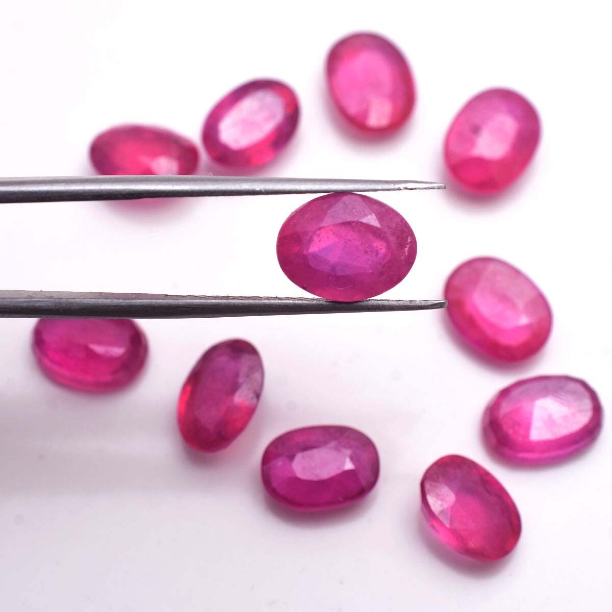 11 Pcs Natural Ruby Stunning Red 8mm-9mm Oval Faceted Cut Loose Gemstones Lot