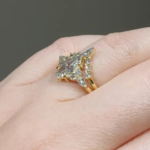 3.60Ct Marquise-Cut Lab Grown Diamond Solitaire Bridal Set Ring 14K Yellow Gold