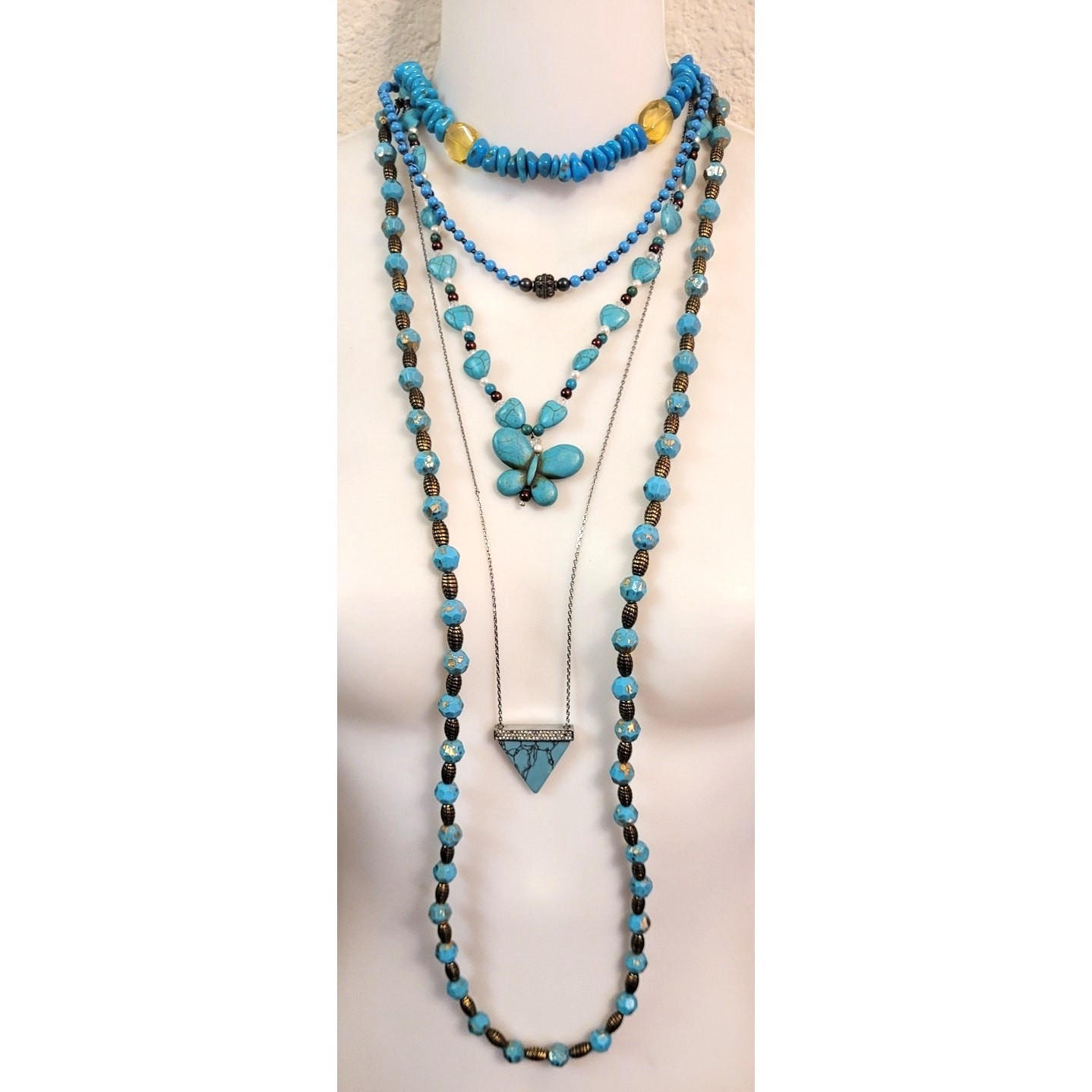 10 Pc Faux Turquoise Jewelry Lot Necklaces Ring Pendants Michael Kors, SAQ, NR