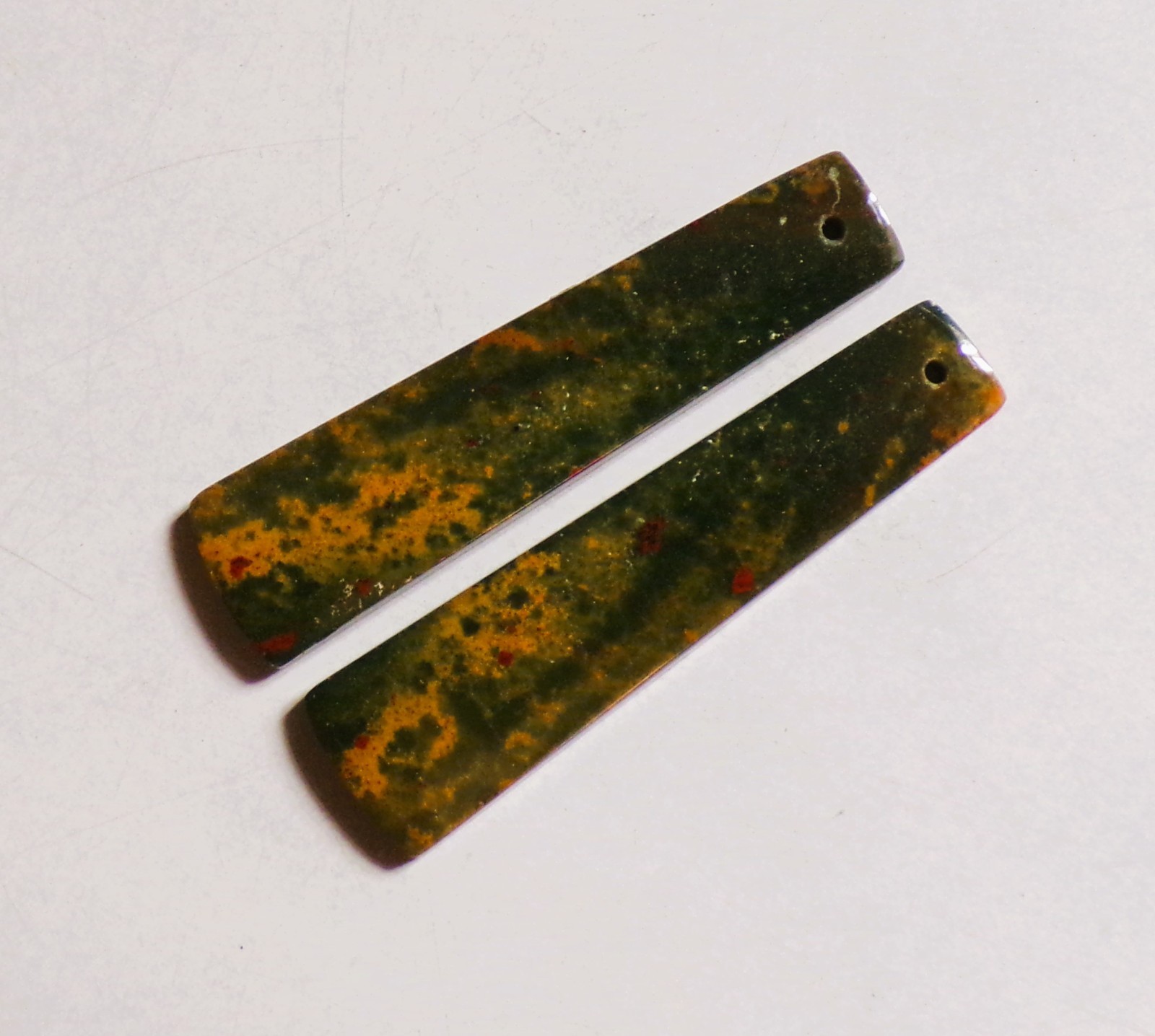 34.15 Cts Natural Blood Stone Drilled Cabochon Match Pair Gemstone 44X11MM 15