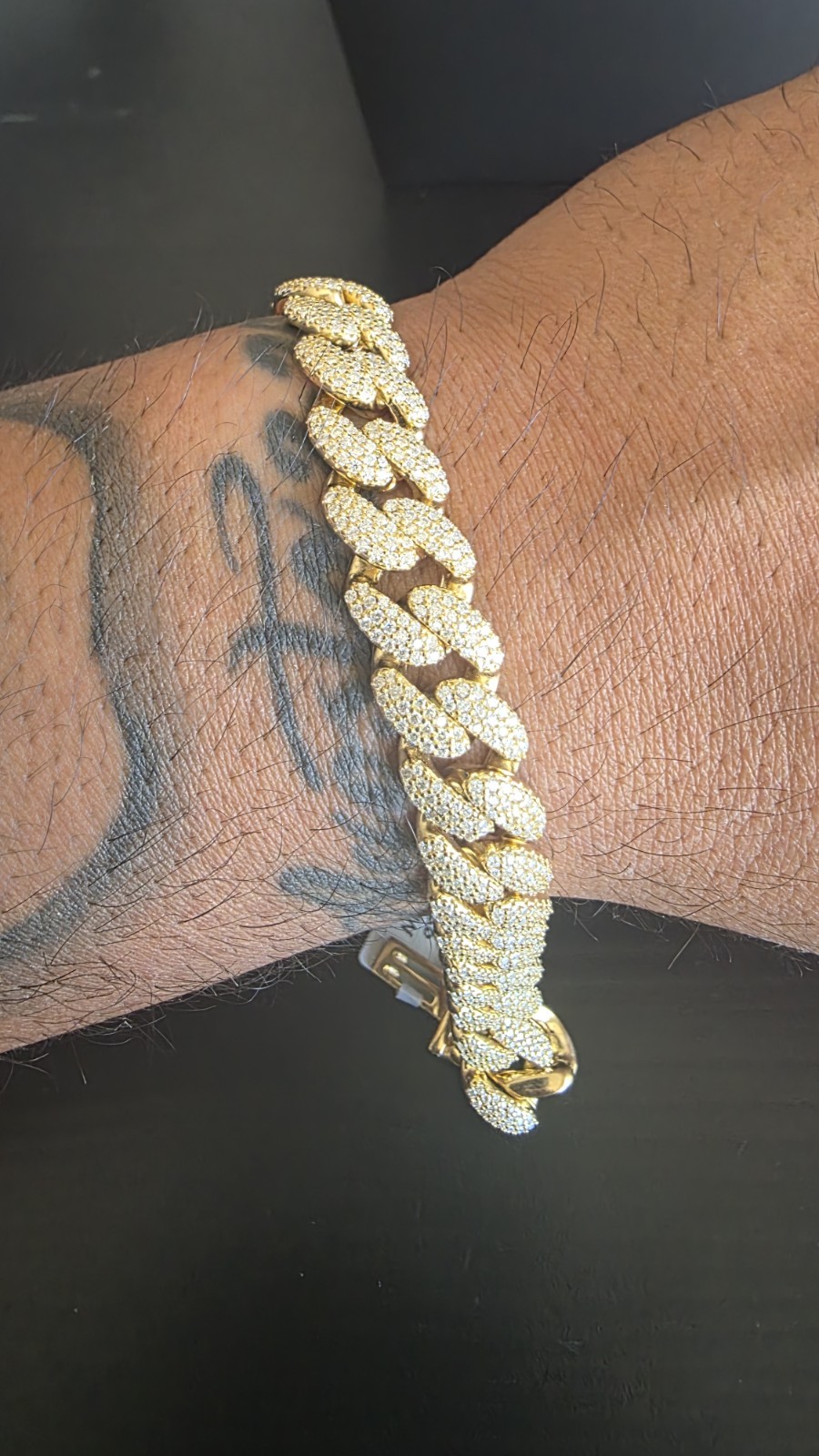 Iced Out Moissanite 12mm Miami Cuban COMBO Chain & Bracelet Gold over 925 Silver