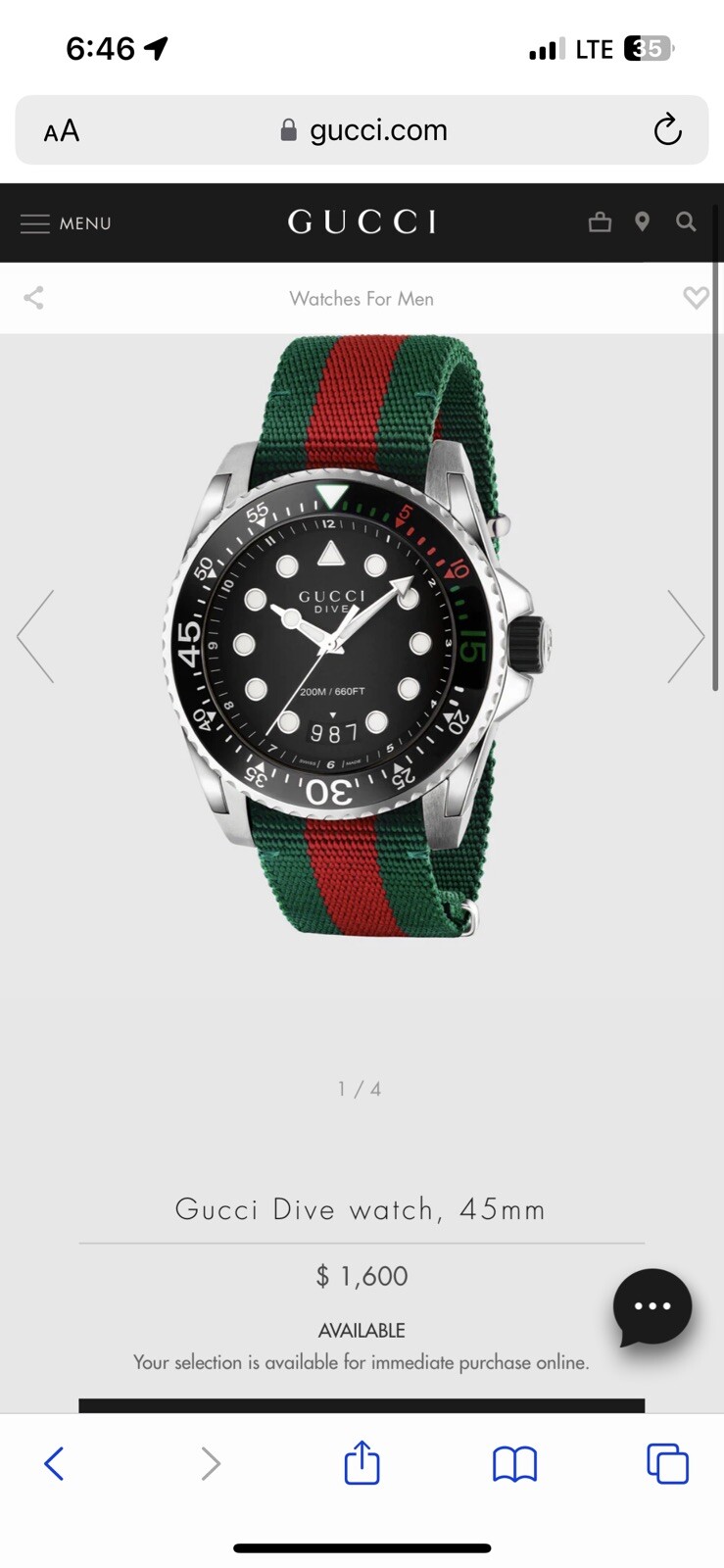 Gucci Dive Men’s Watch – YA136206