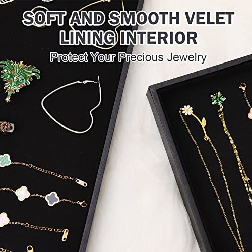 Velvet Jewelry Tray for Drawers Jewelrys Display Tray Stackable Jewelry 1 Black