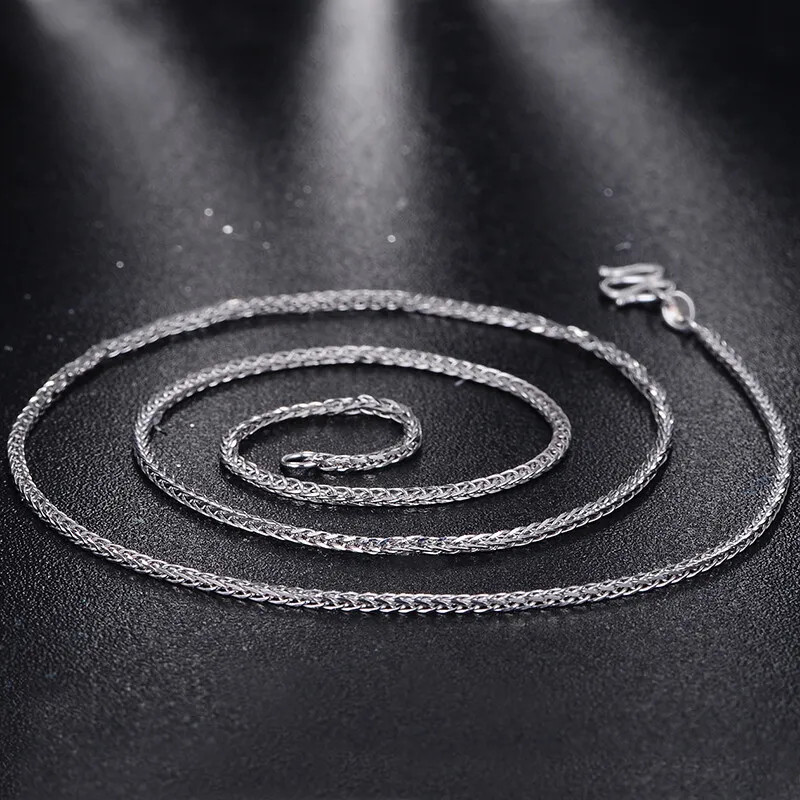 PT950 Pure Platinum 950 Chain 1.2mm-3.5mm Lucky Wheat Link Necklace 16-24inch
