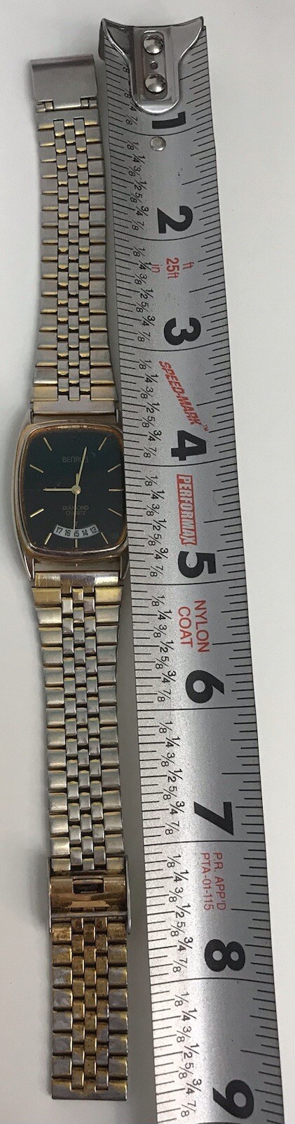 Vintage BENRUS Diamond Quartz Wristwatch Rectangle *Not Working*