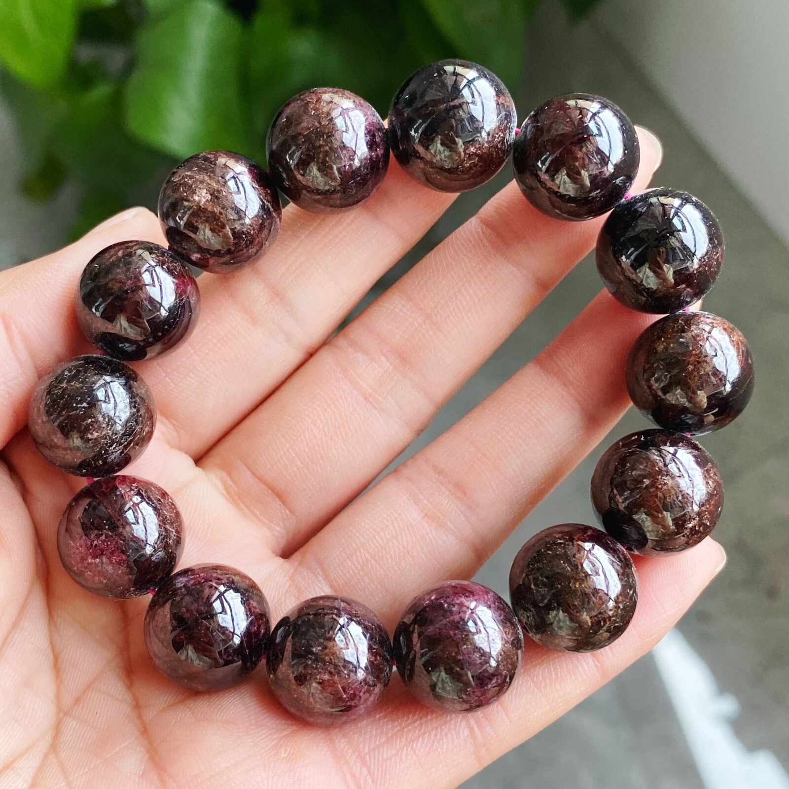 15.2mm Natural Red Garnet Crystal Beads Bracelet AAAA 1765