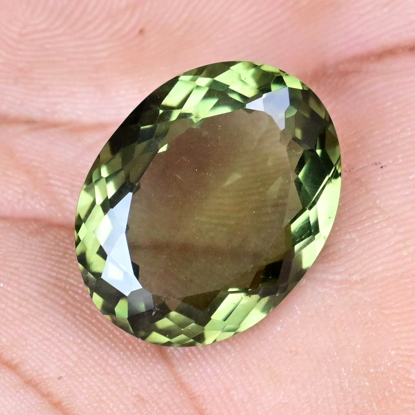28.75 Ct Natural Greenish Moldavite Oval Certified Flawless Loose Gemstone