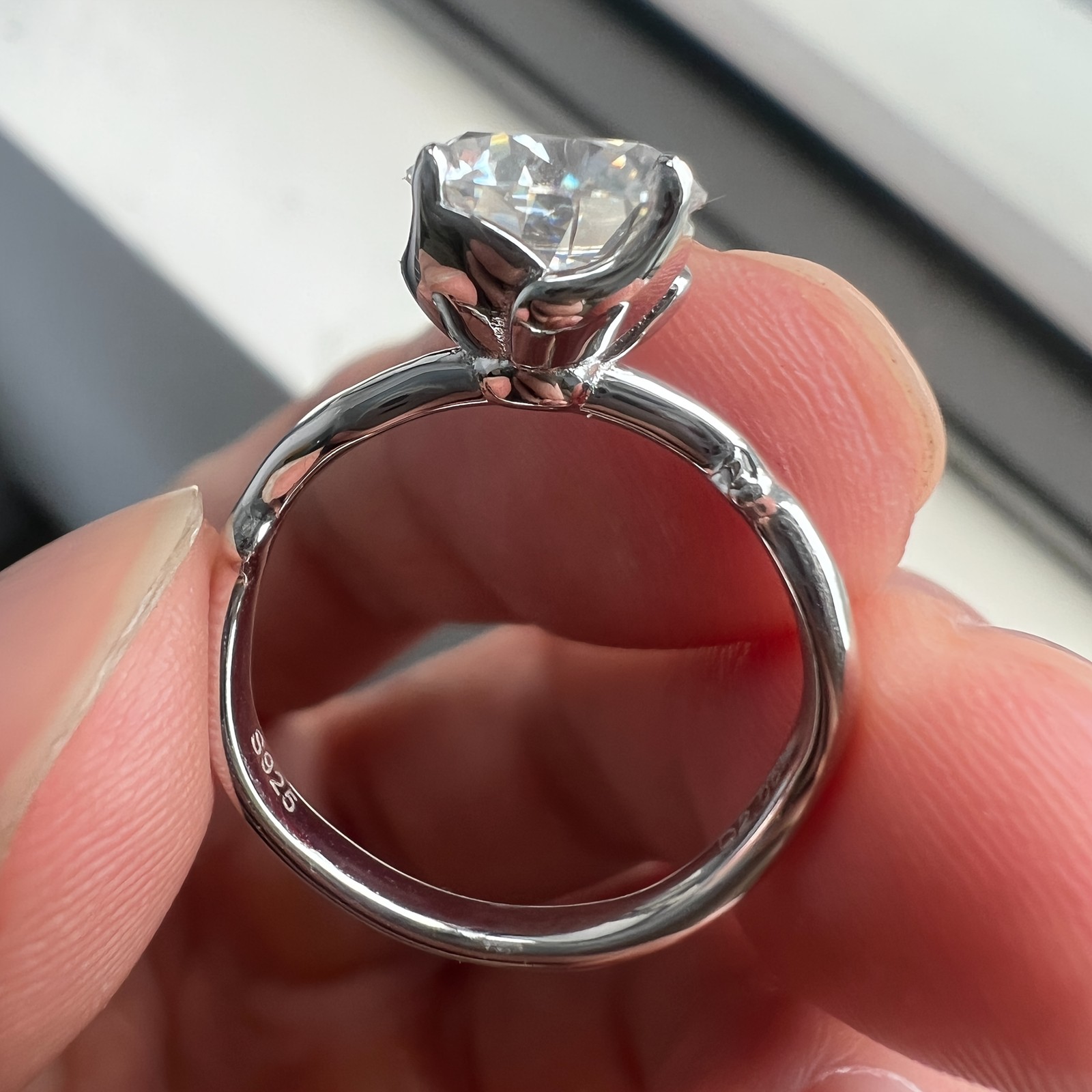 925 Silver Moissanite Solitaire Ring Size 6 7 8 9 For Engagement Gift