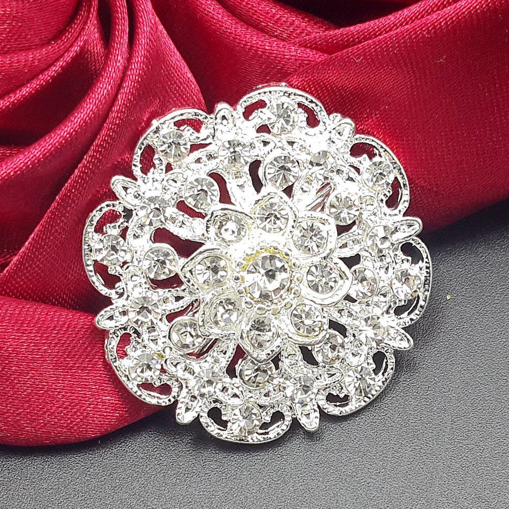 Lot 24 pc Mixed Alloy Sliver Rhinestone Crystal Brooch DIY Wedding Bouquet