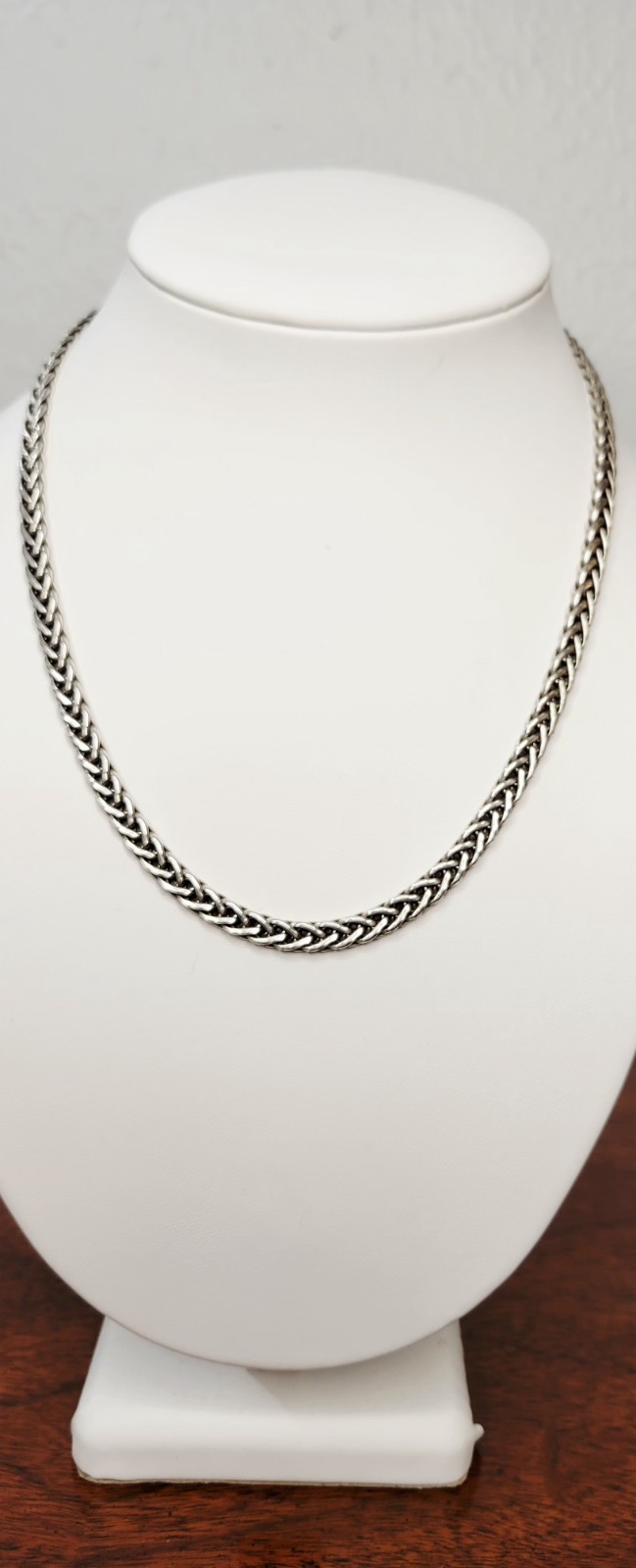Solid Heavy Sterling Italian Foxtail Necklace Luxurious 18″ 31.4 Grams Stamped