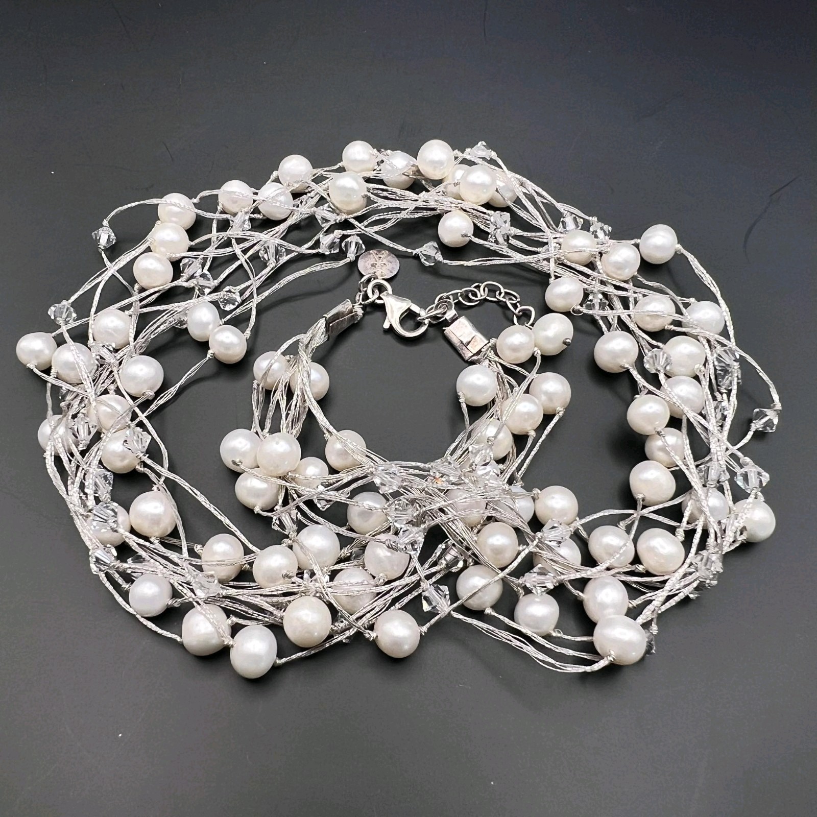 S&S Disigner Vintage Sterling Silver 925 Necklace Jewelry Mother of Pearl 33 gr