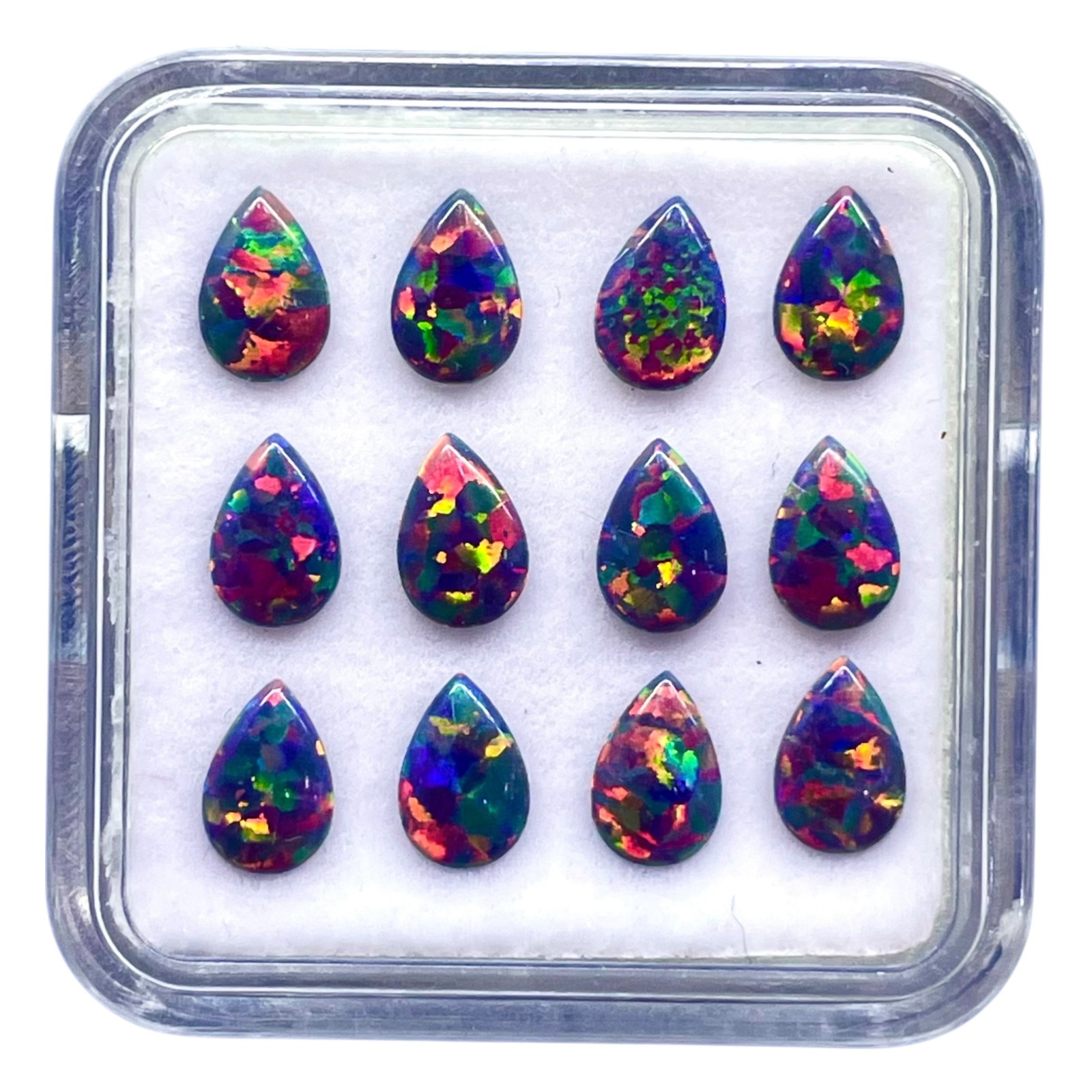 9 Pcs Australian Black Opal 6x4mm Pear AAA Quality Lab Created Gemstones Lot