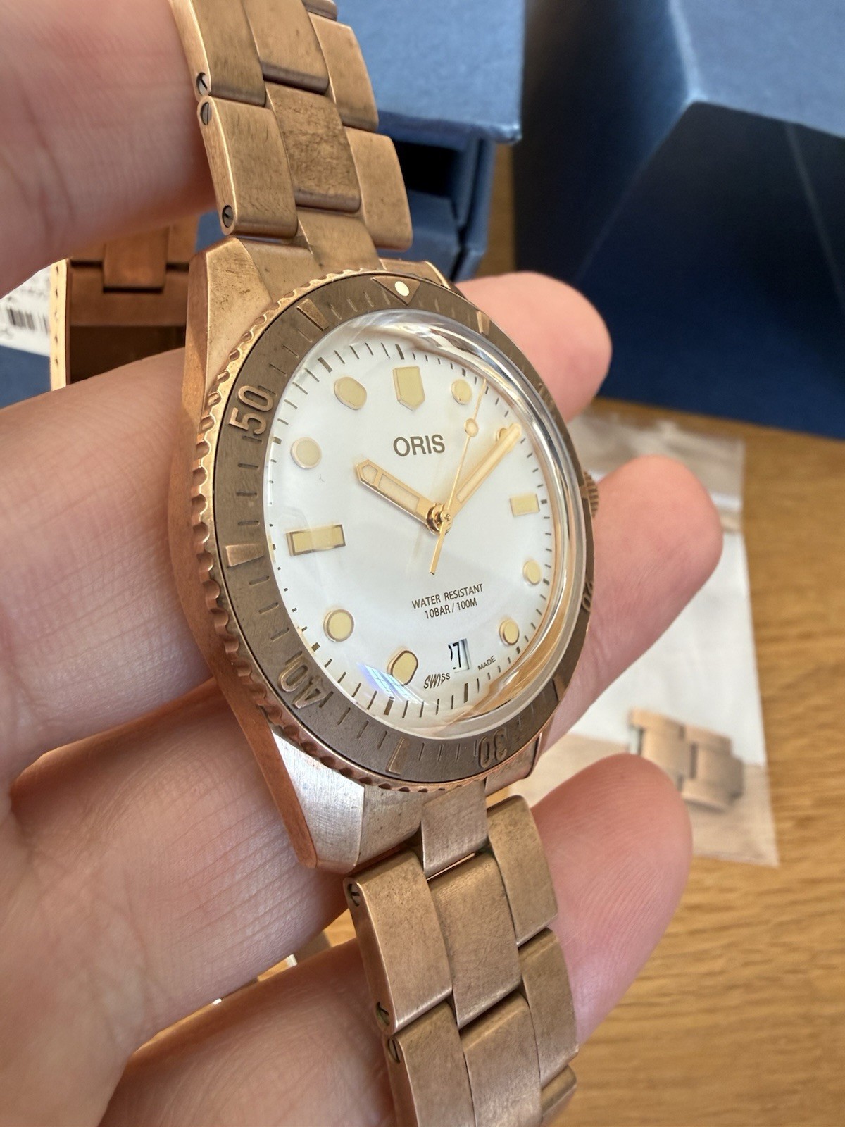 Oris Diver Sixty-Five Date Bronze White Dial Watch 01 733 7771 3151-07 8 19 15