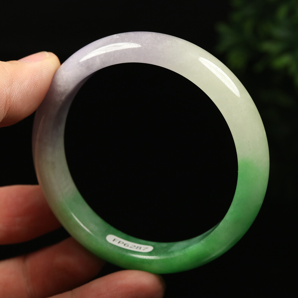 58mm White Lavender Green Jadeite Jade Bangle Bracelet Burma Jade Bangle A-12627