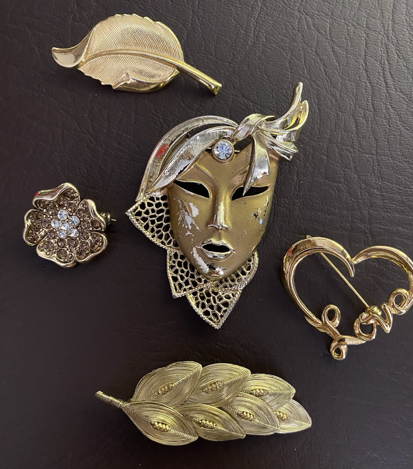 Vintage to Modern Rhinestone Mixed Metal Brooch Pin Lot – Set of 22 Brooches