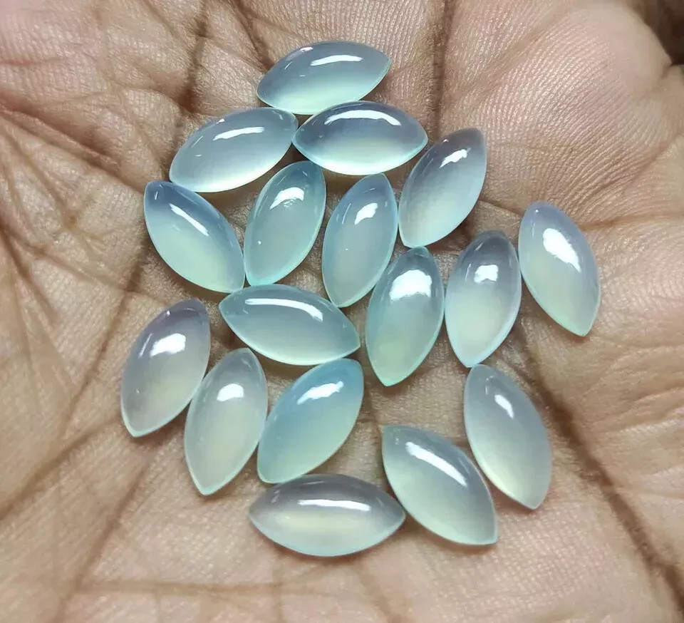 AAA+ Aqua Chalcedony “Cabochon” Marquise Shape Loose Gemstone For Jewelry Making