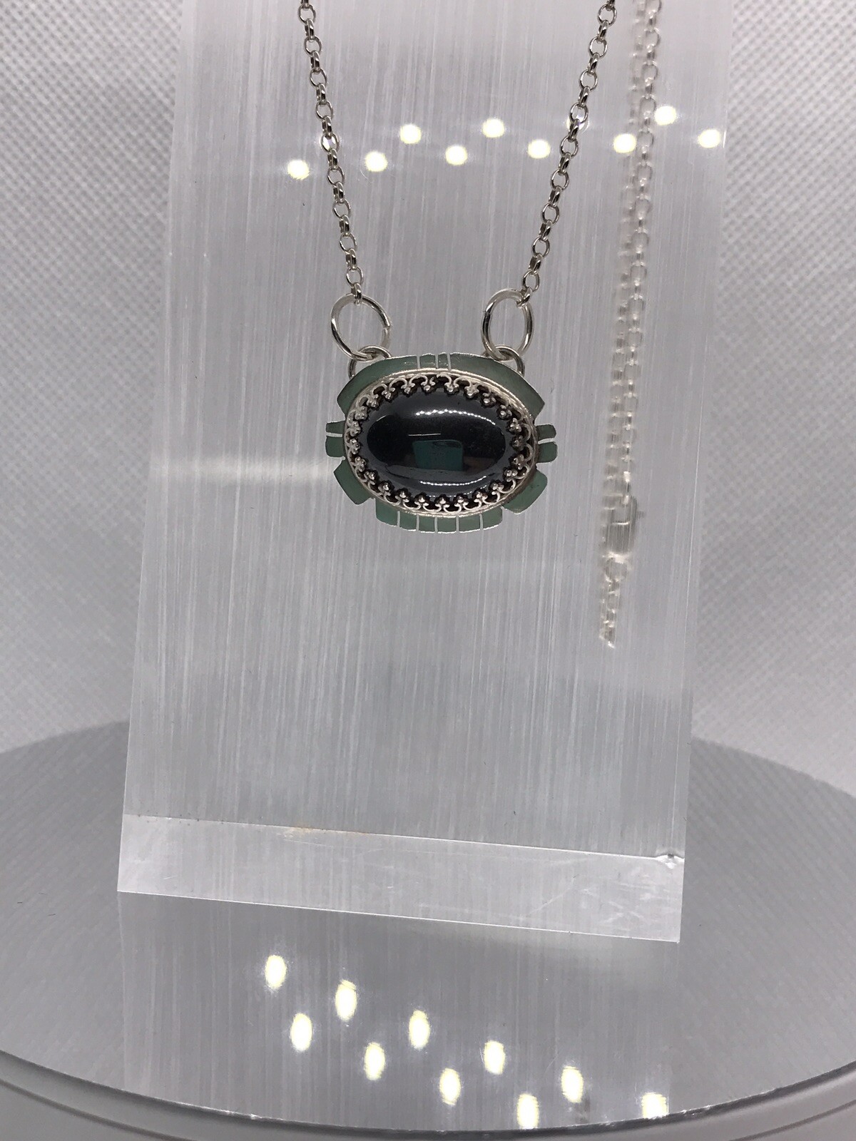 Hematite Pendant In Sterling Silver 18” Chain